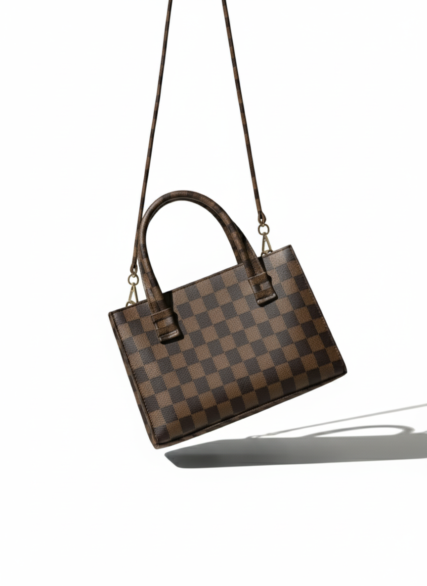 MINI CHECKERED HANDBAG - BROWN - M136 