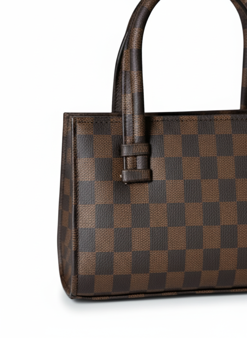 MINI CHECKERED HANDBAG - BROWN - M136