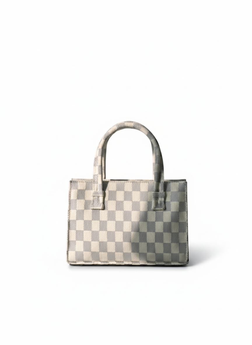 MINI CHECKERED HANDBAG - WHITE - M136 