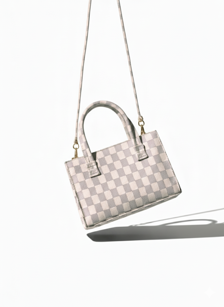 MINI CHECKERED HANDBAG - WHITE - M136