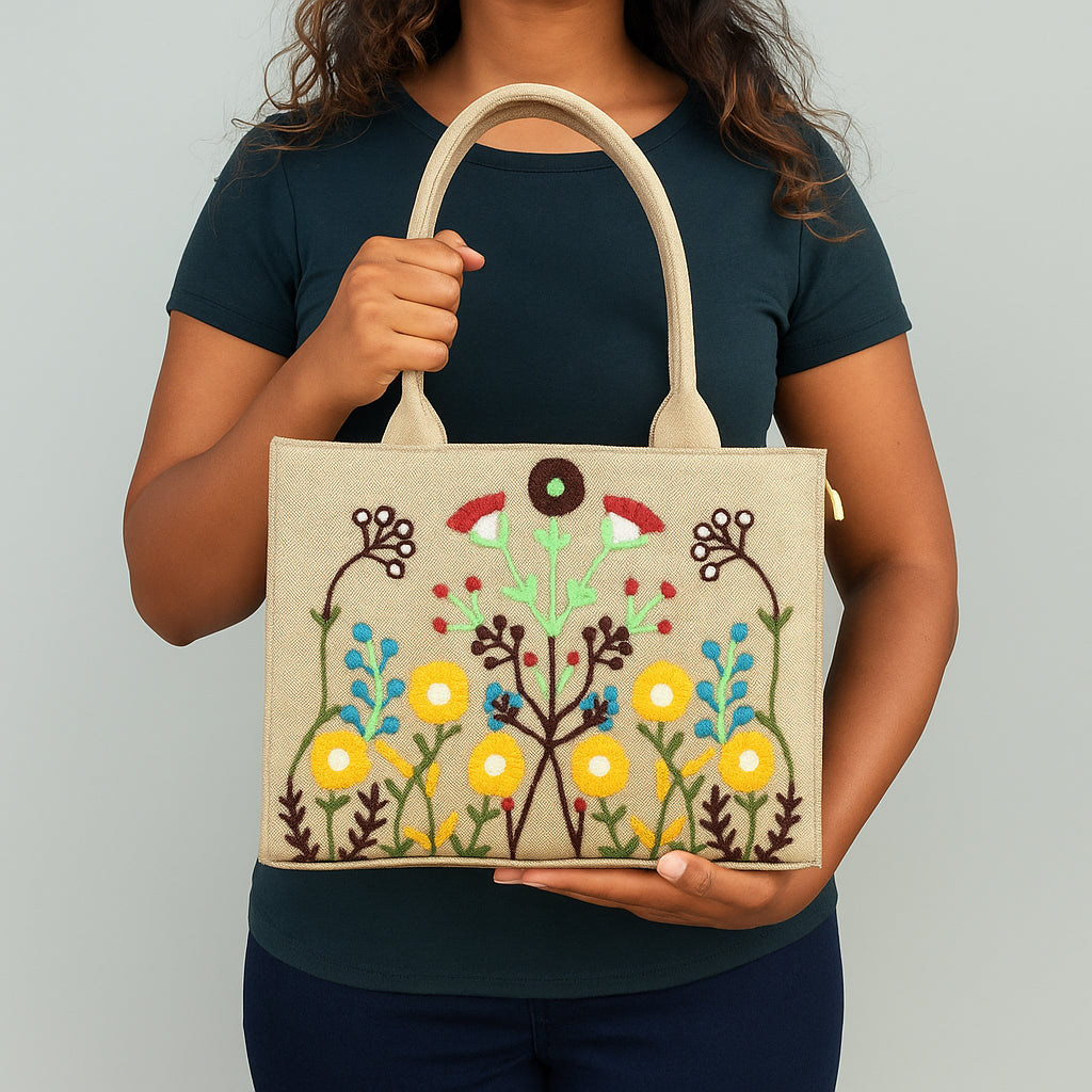 WOODY FLORA CANVAS - BROWN - M038
