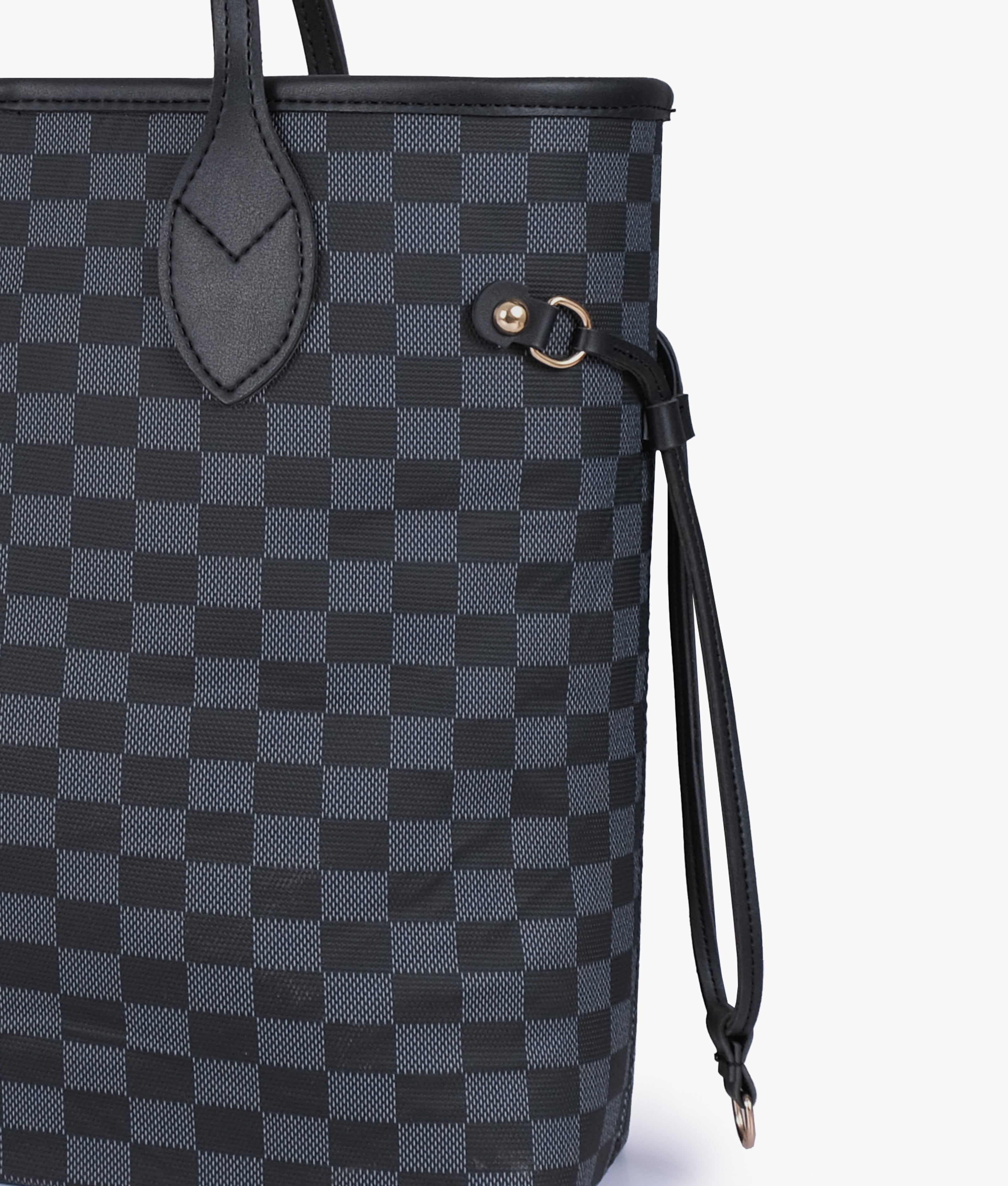 CHECKERED TOTE - BLACK - M073