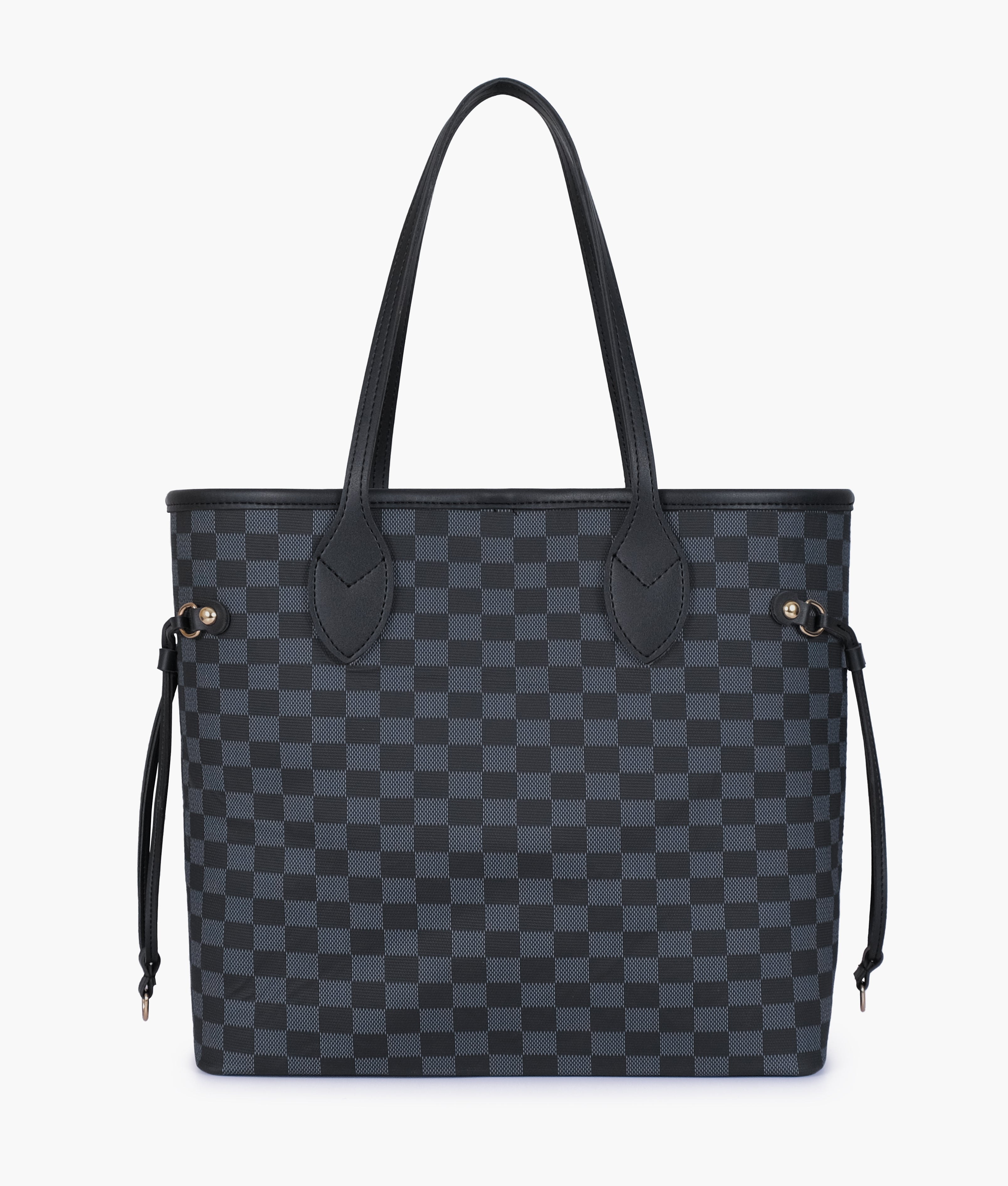 CHECKERED TOTE - BLACK - M073