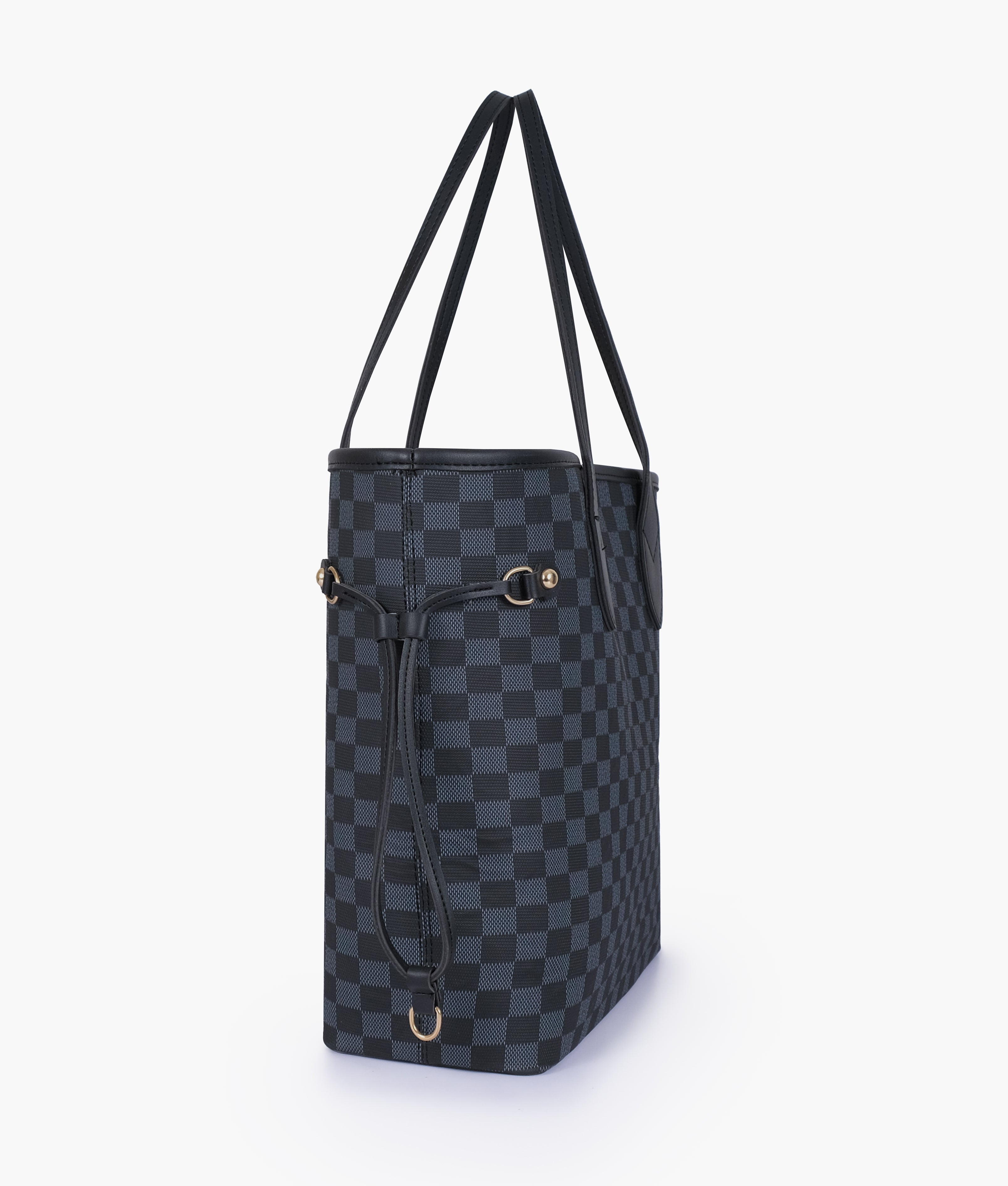 CHECKERED TOTE - BLACK - M073