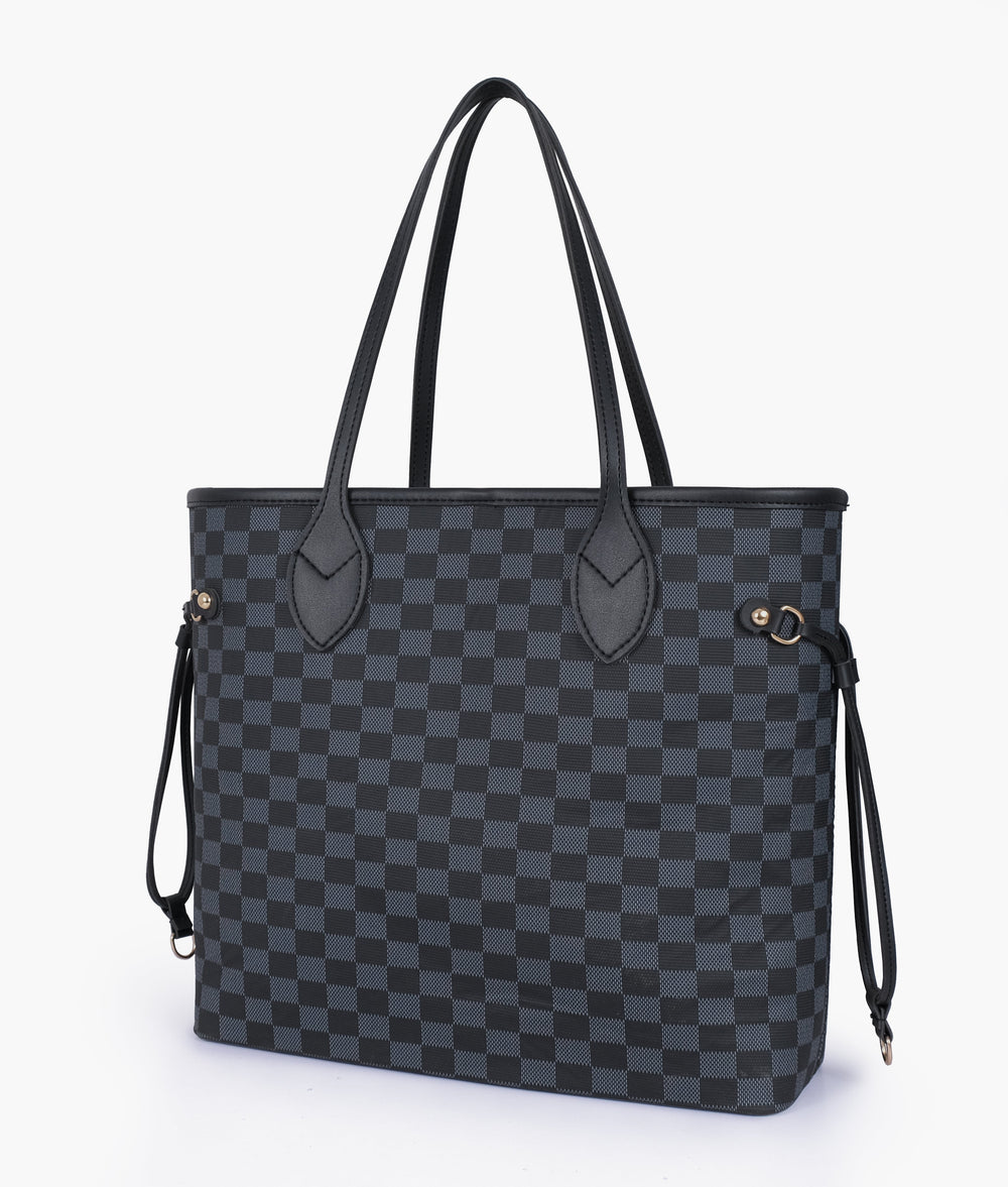 CHECKERED DUO TOTE - BLACK - M072 