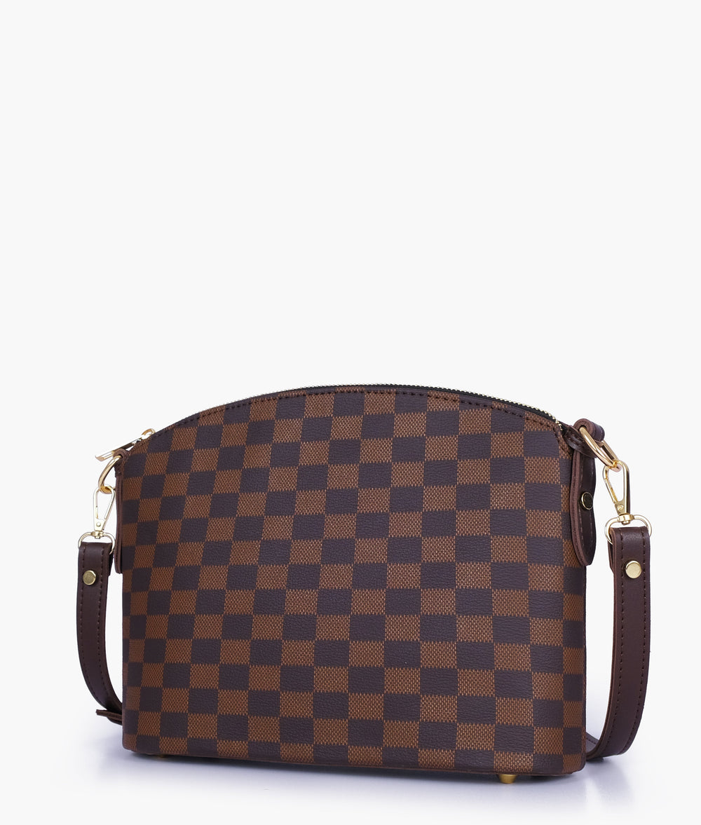 CHECKERED DUO TOTE - BROWN - M072 