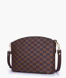 CHECKERED DUO TOTE - BROWN - M072 