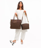 CHECKERED DUO TOTE - BROWN - M072