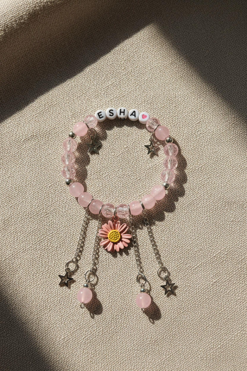 Clean flat lay bracelet on linen