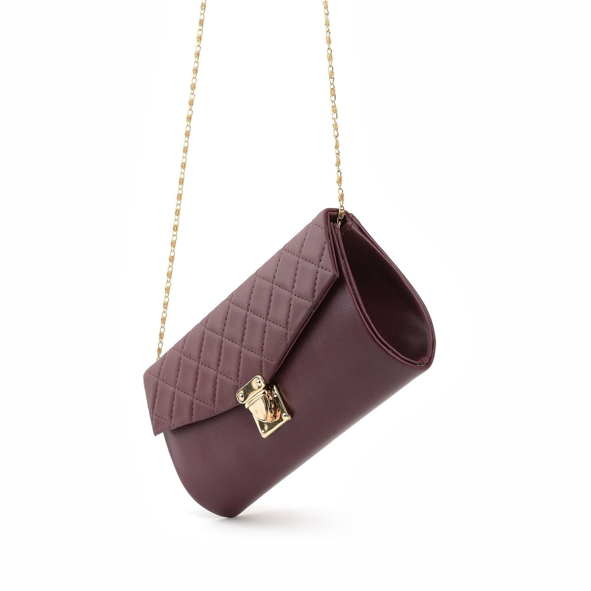 SQUARE QUILTED CLUTCH - MAROON -M026 WestStyle