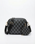 CHECKERED COIN CROSSBODY - BROWN - M120