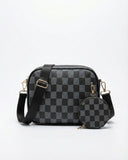 CHECKERED COIN CROSSBODY - BROWN - M120 
