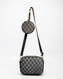 CHECKERED COIN CROSSBODY - BROWN - M120 