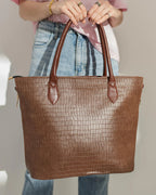 CROCODILE TOTE - BLACK - M142