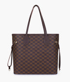 CHECKERED TOTE - BROWN - M072
