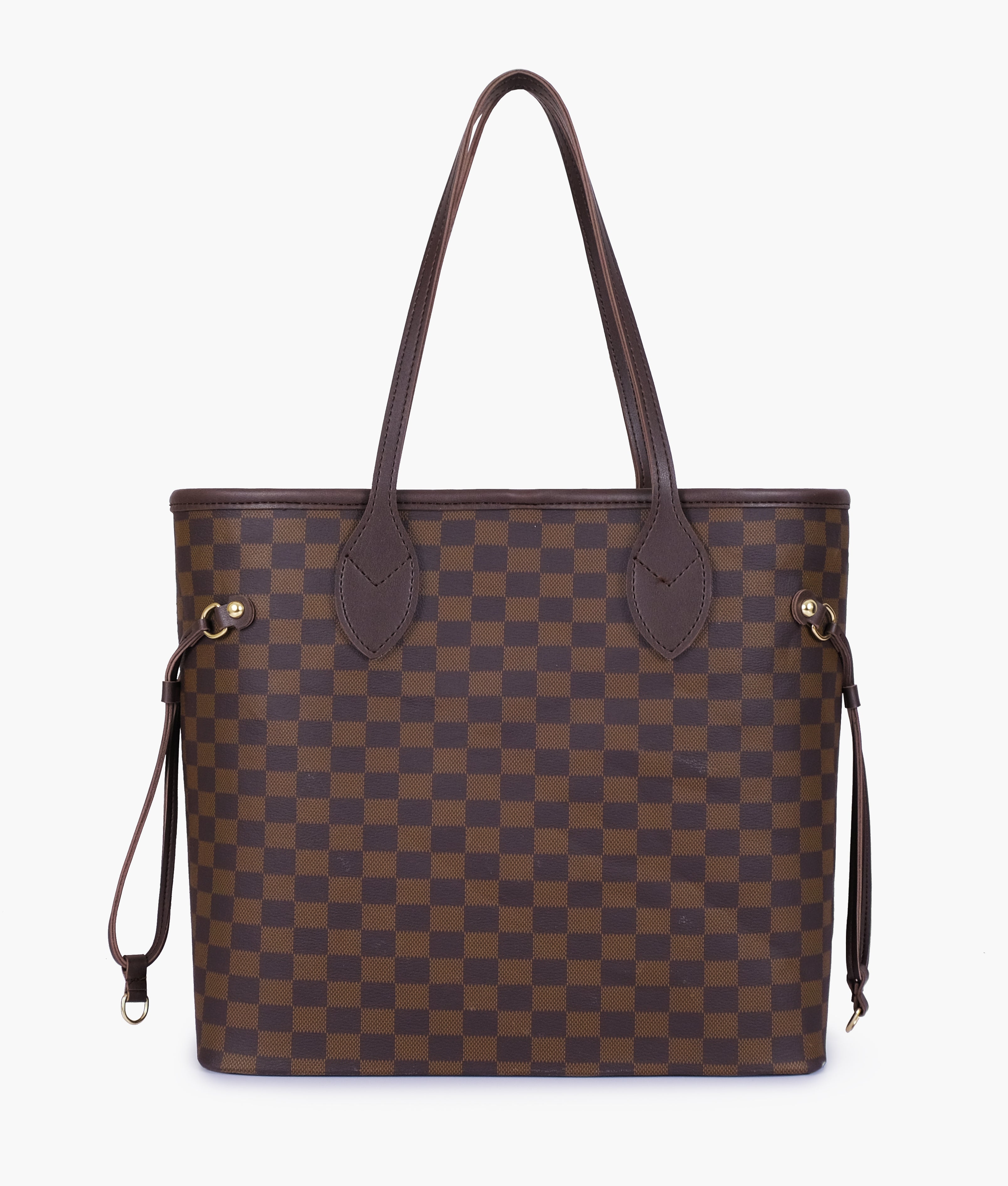 CHECKERED TOTE - BROWN - M072