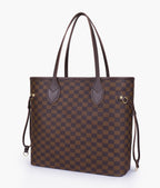 CHECKERED TOTE - BROWN - M072