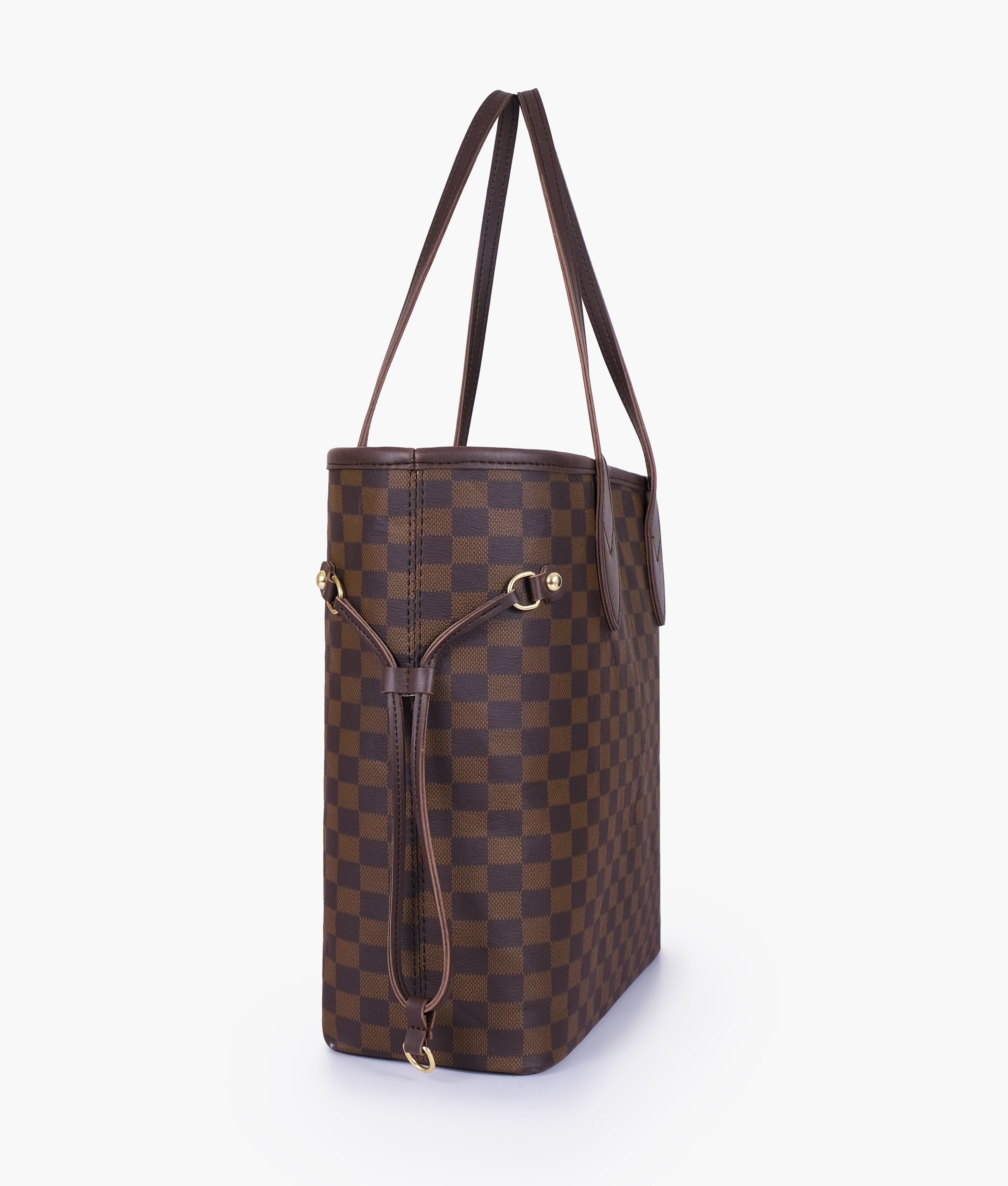 CHECKERED TOTE - BROWN - M072