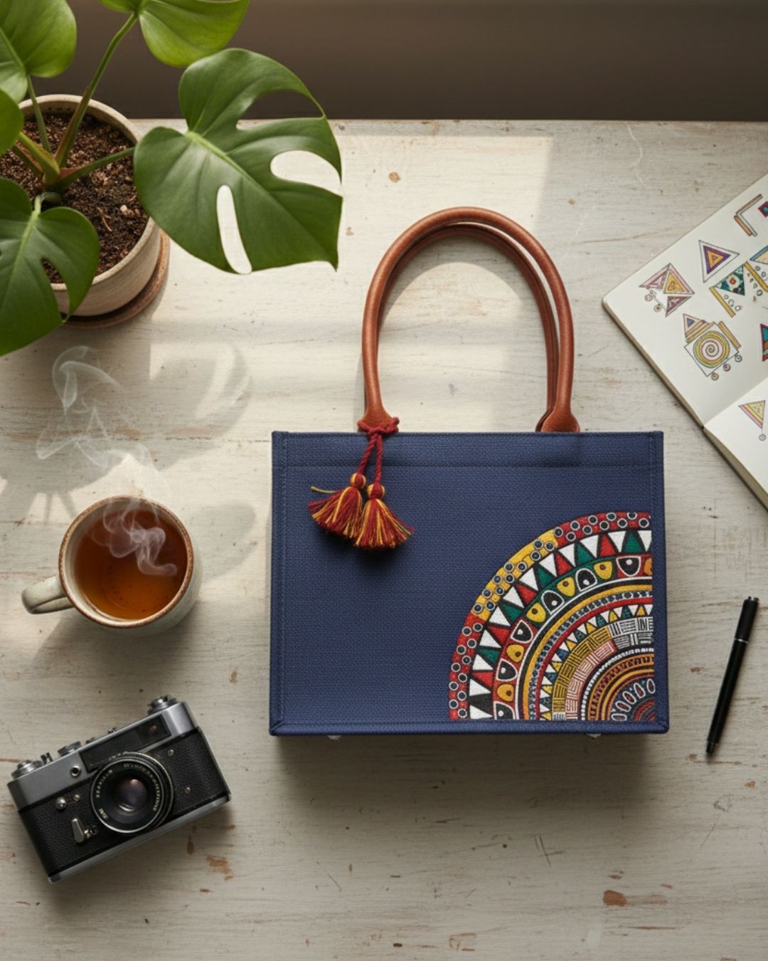 DESERT JUTE CANVAS - NAVY BLUE - M050