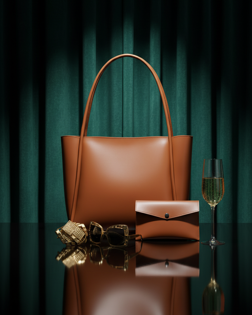 Glamoratti leather tote portrait