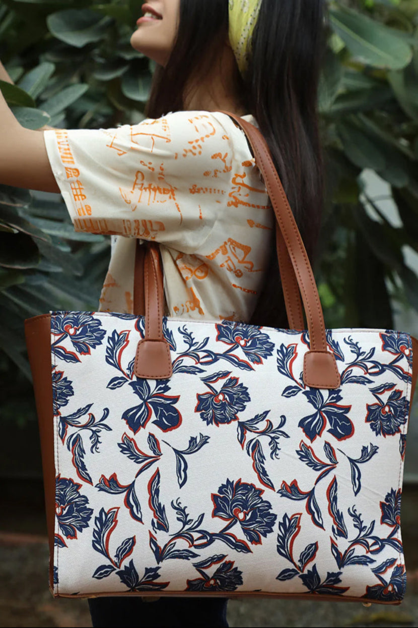FLORA NAVY SIDE REXINE CANVAS - M107 