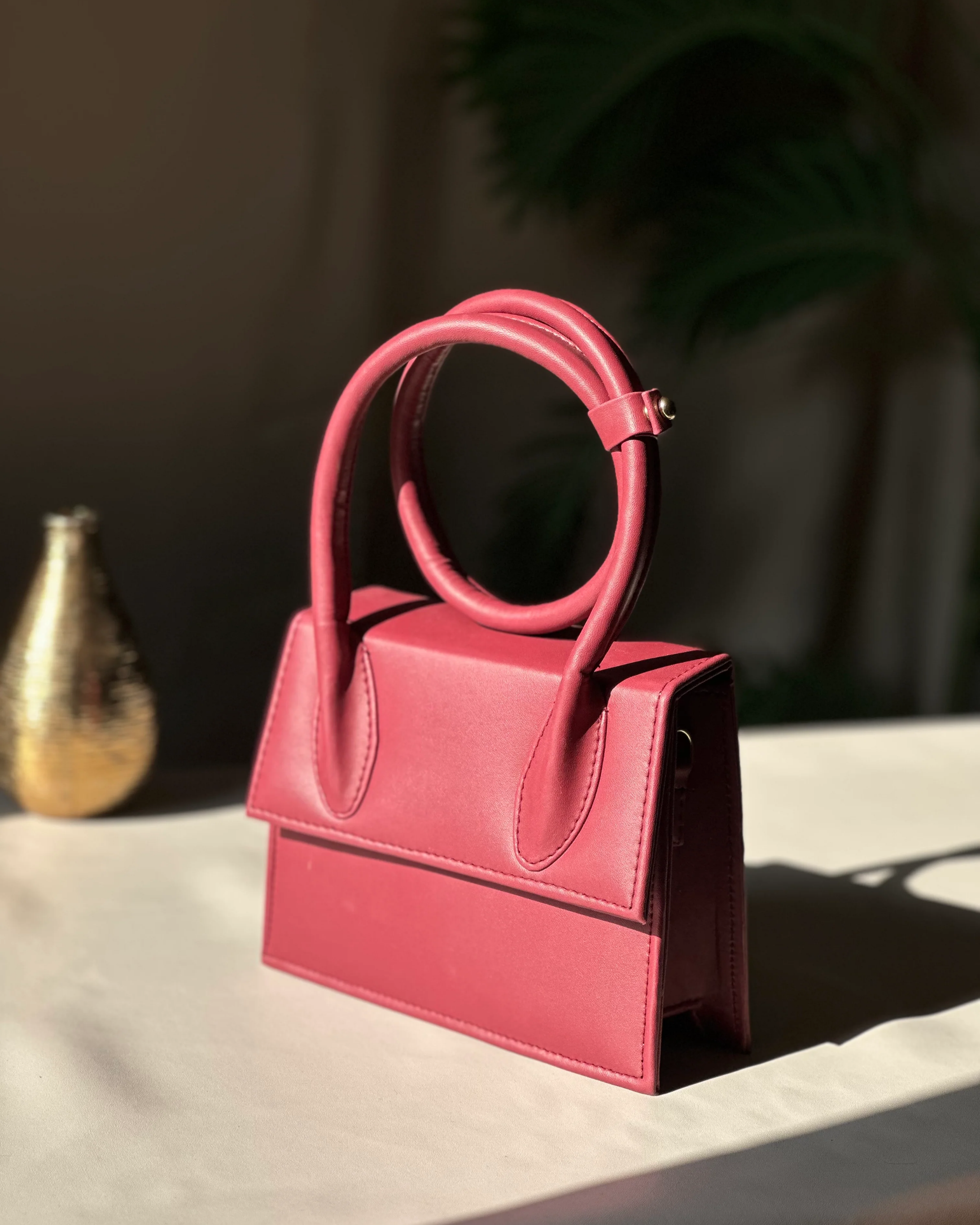 SWIRL HANDBAG - WINE RED- M145