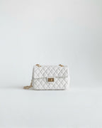 QUILTED BOX CROSSBODY - WHITE - M138