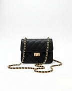 QUILTED BOX CROSSBODY - BLACK - M138