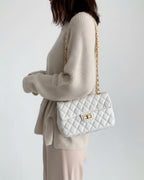 QUILTED BOX CROSSBODY - WHITE - M138