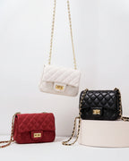 QUILTED BOX CROSSBODY - WHITE - M138